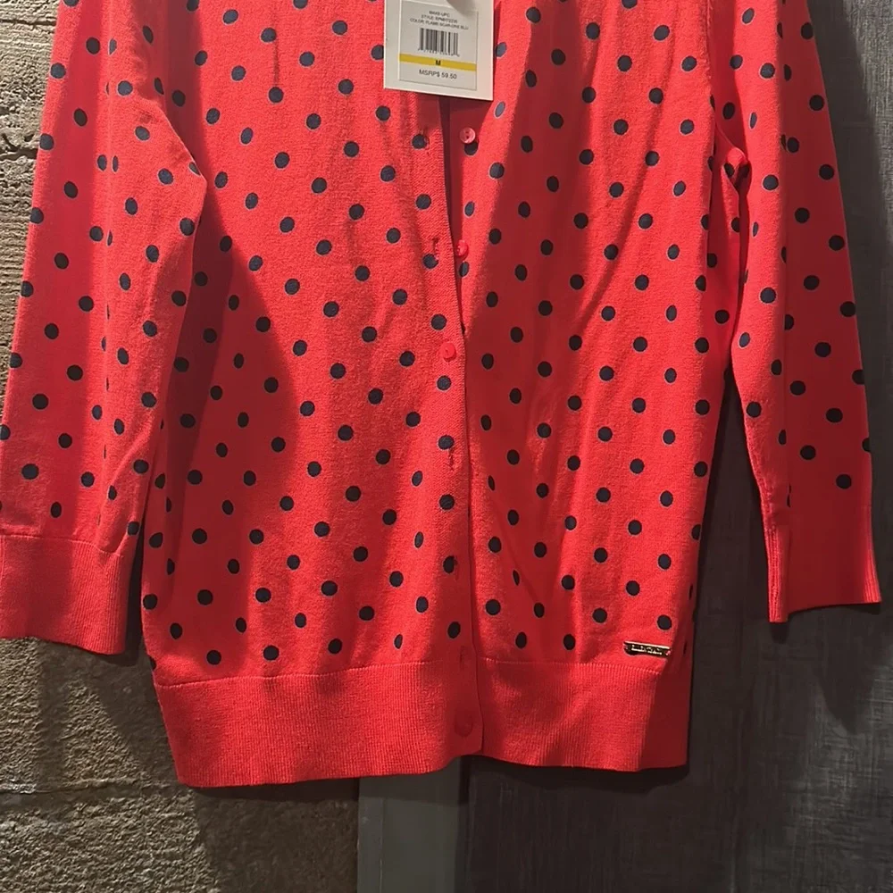 Women’s Medium Ellen Tracy Polka Dot Cardigan *New w/ Tag” - Picture 6 of 10
